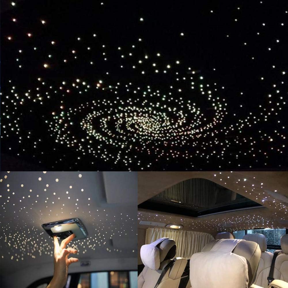 32W RGBW Twinkle Fiber Optic Lights Kit with 800pcs 16.4ft/5m Mixed Dia. Optical Fiber Cable and Crystals W4519