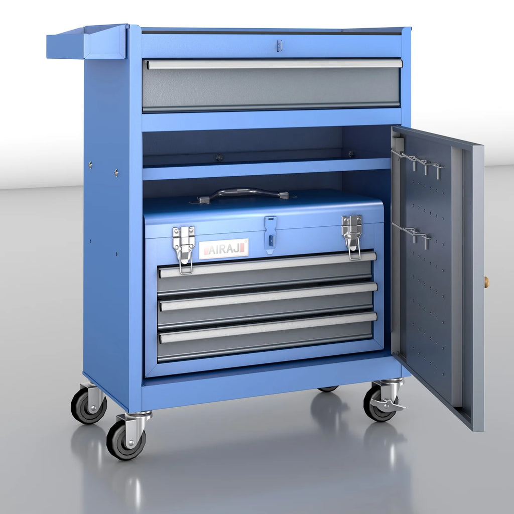 Trolly Tool Chest Rolling Tool Cabinet Detachable 4 Drawer with Adjustable Shelf Wheels M679