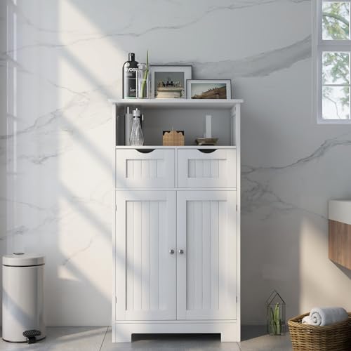 White 2 Door 1 Drawer Free-Standing Bathroom Floor Cabinet K465