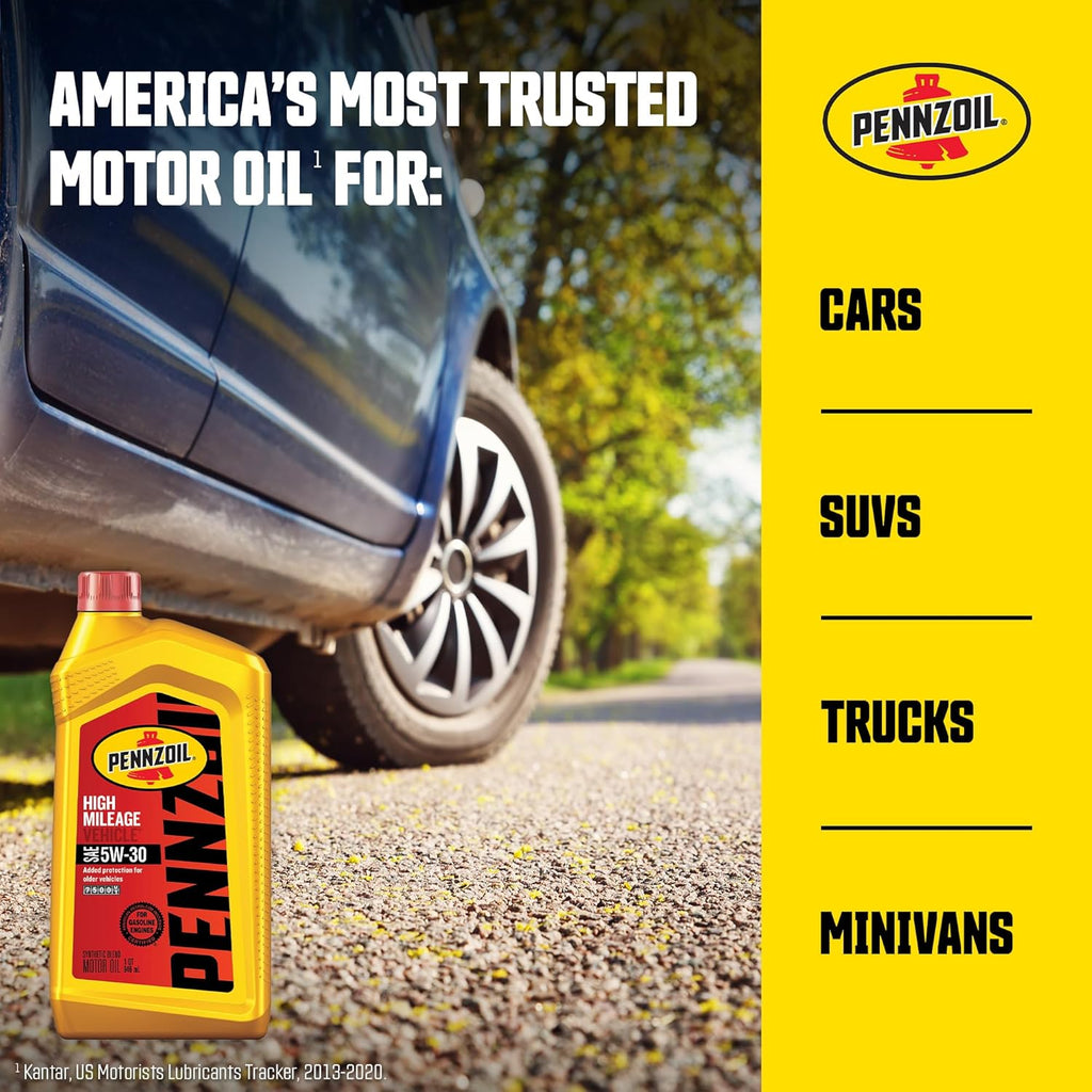 High Mileage Synthetic Blend 5W-30 Motor Oil (1-Quart, Pack of 2) I7316