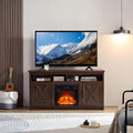 Farmhouse TV Media Stand with Fireplace Insert, Espresso Y3169