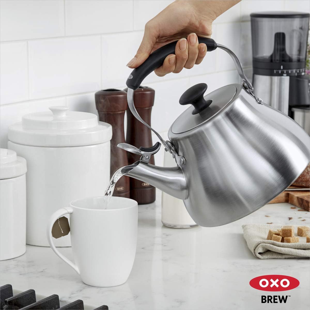 Brushed Stainless Steel Tea Kettle A199975