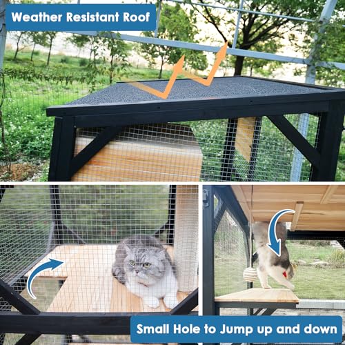 4 Tiers 70.9" H Catio Cat House Outdoor Enclosure with Removable Floor W53989