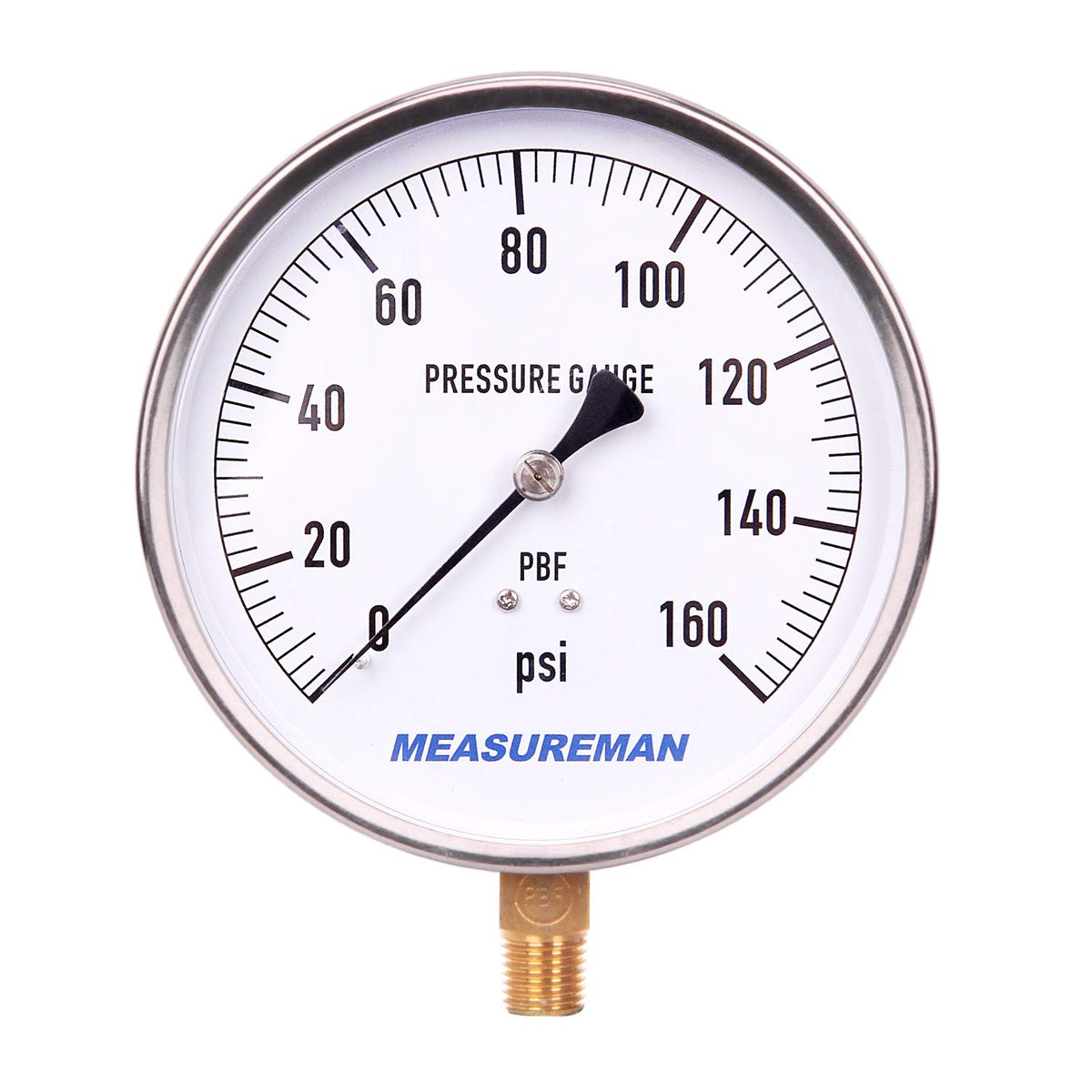 304 Stainless Steel Case Pressure Gauge, 0-200Psi, 4-1/2 Dial Size, Pack of 2 S869809