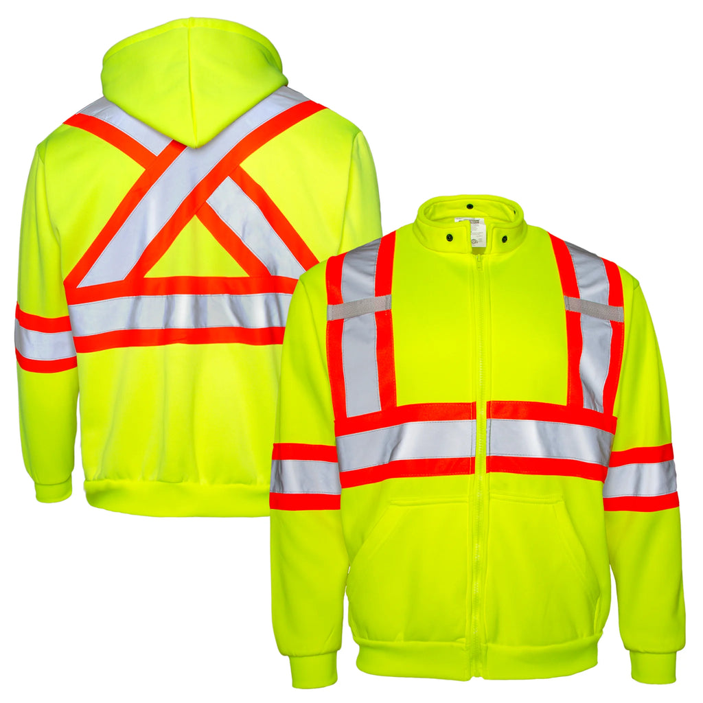 Hi-Vis Safety Full-Zip Hoodie, Yellow, L T20172