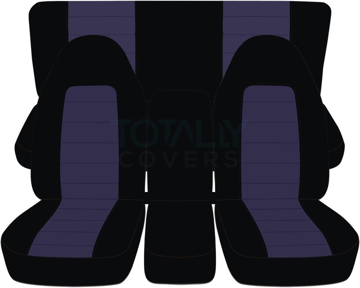 Black & White Two-Tone Truck Seat Covers Full Set D9231