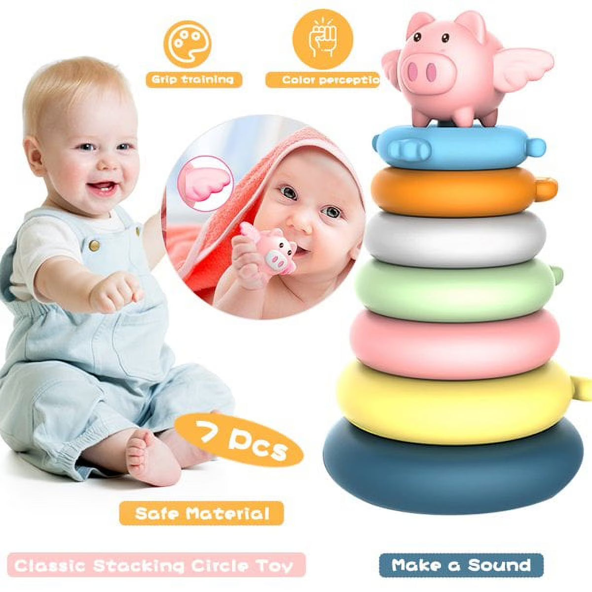 7 Pcs Stacking Rings Toy for Baby C89877