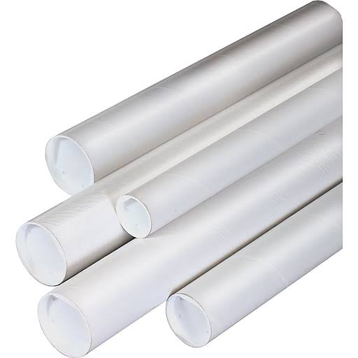 2 x 15x22 White Cardboard Mailing Tubes, 50/Case F9835