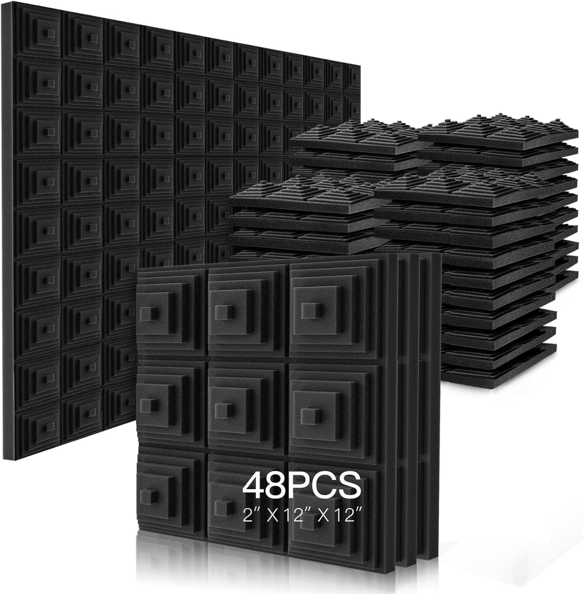 24 Pack Acoustic Foam Panels 2" x 12" x 12" V8127