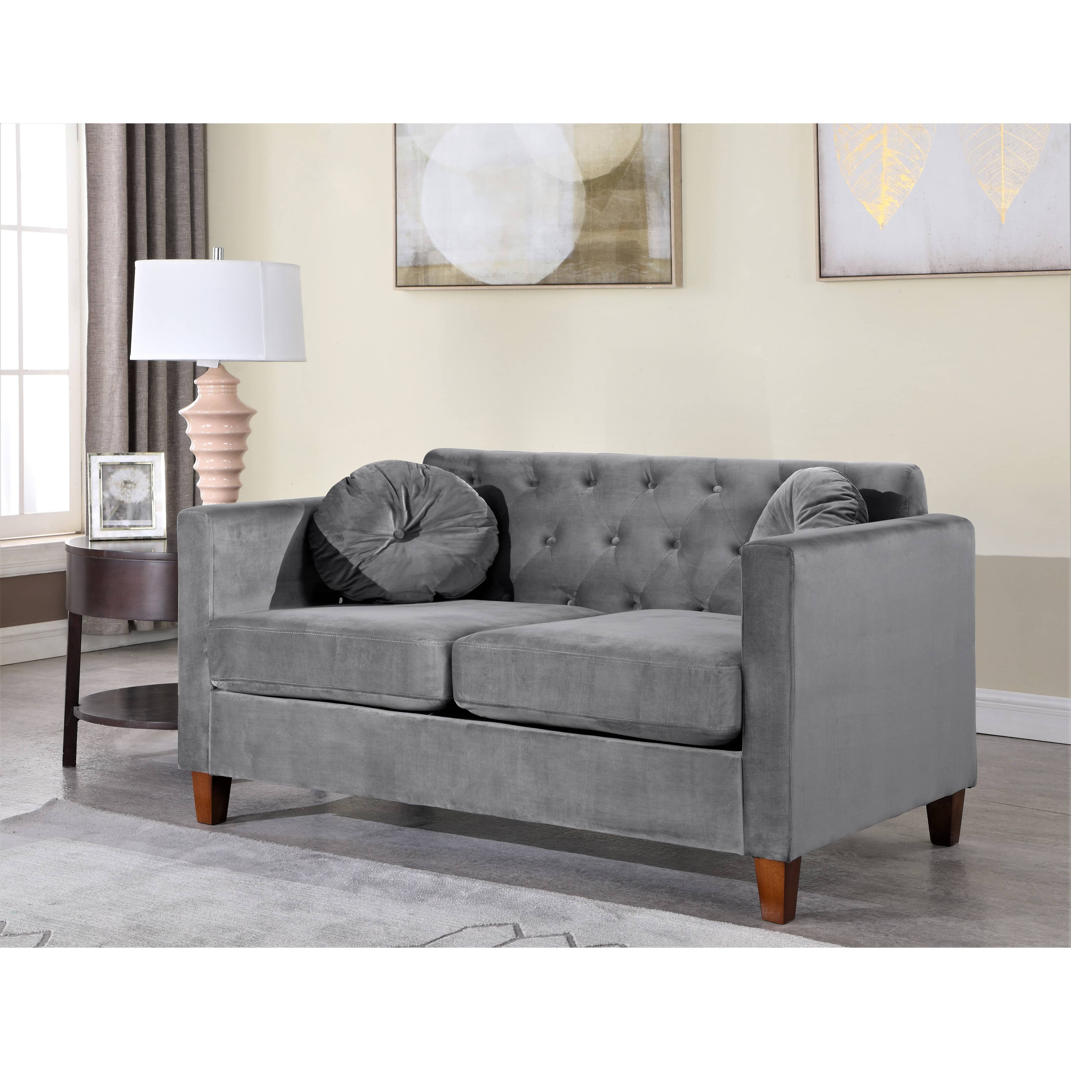 Grey Velvet Chesterfield Loveseat G984386