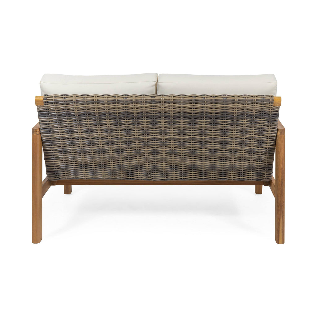 Acacia Wood Loveseat with Wicker Accents O20359