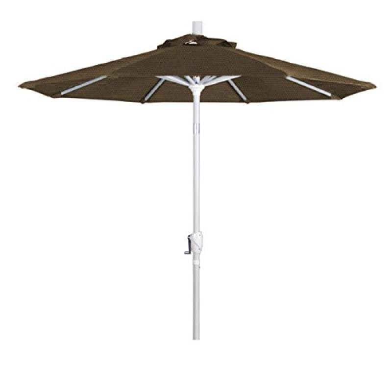 Matte White Aluminum Patio Umbrella in Straw Olefin V26319