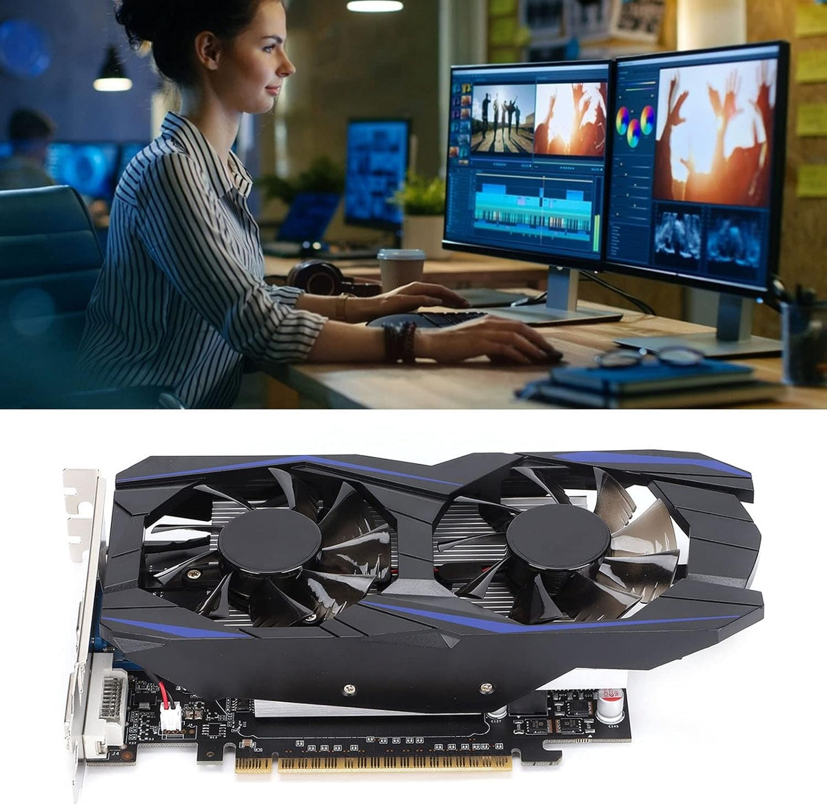 4G DDR5 128bit 640 Units 700MHz Dual Fan Desktop Computer Graphics Card with PCI Express 2.0 D27111