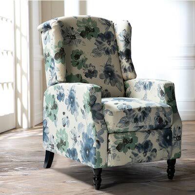 Blue 100% Polyester Manual Club Recliner W114050