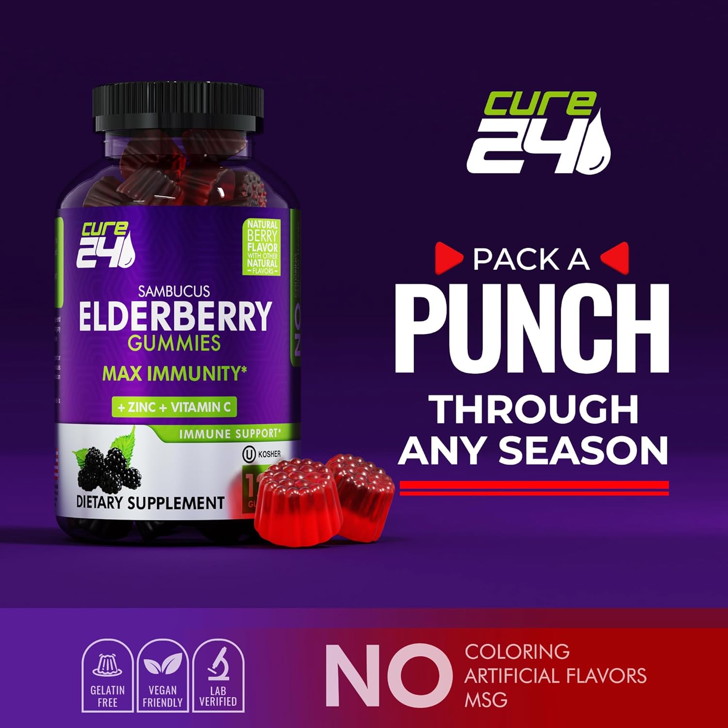 Elderberry Gummies with Vitamin C and Zinc 120 Count J8195