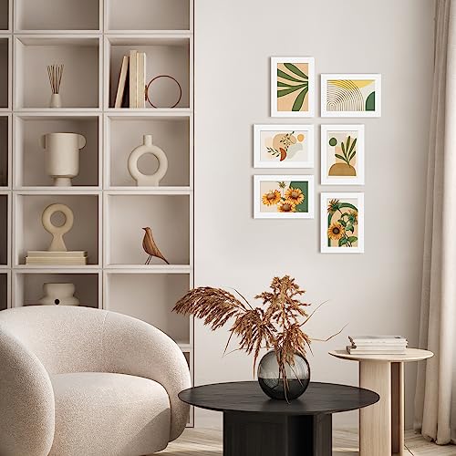 White 8x10 Picture Frames Set of 6 Solid Wood Plexiglass D630