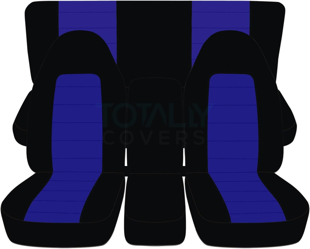 Black & White Two-Tone Truck Seat Covers Full Set D9231