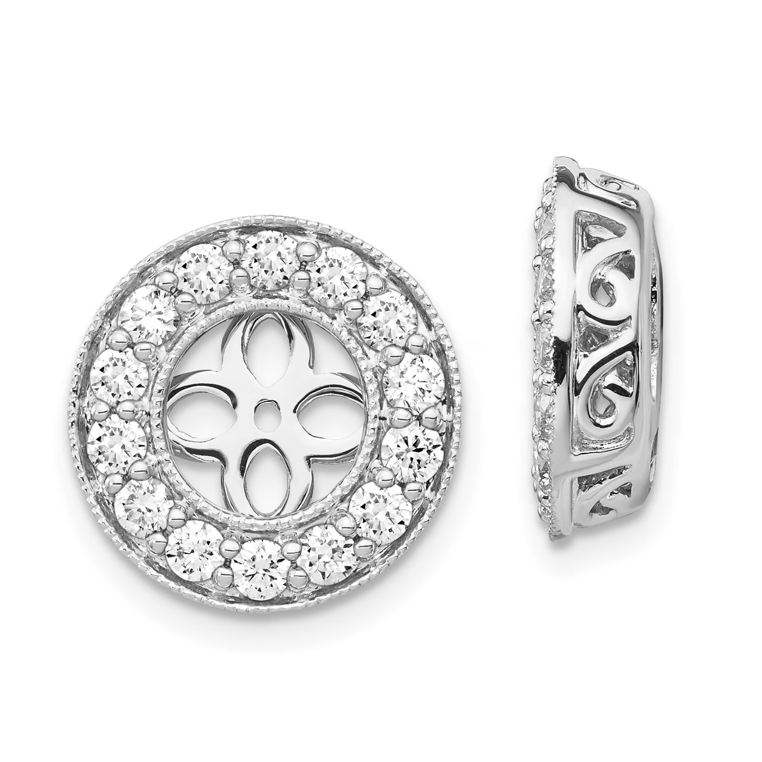14K White Gold Lab Grown Diamond Studs Earring Jackets H9278