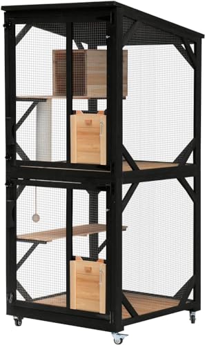 4 Tiers 70.9" H Catio Cat House Outdoor Enclosure with Removable Floor W53989