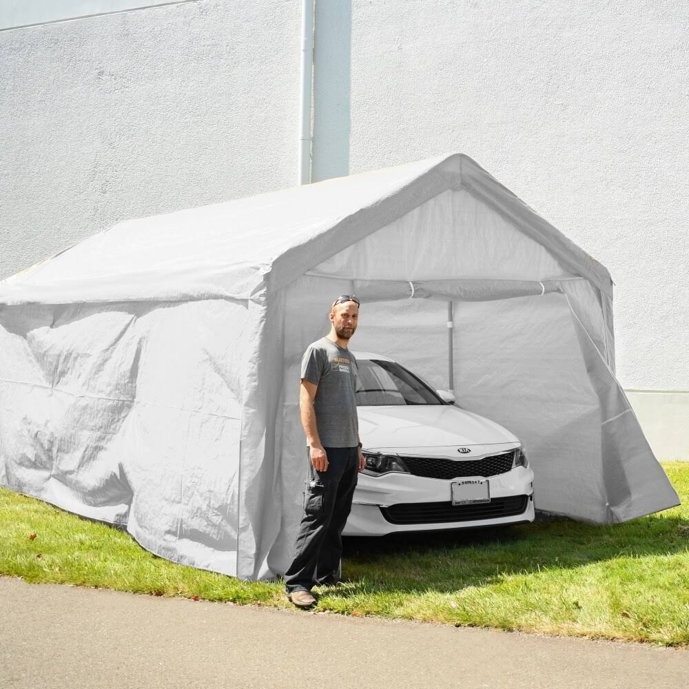 Heavy Duty Outdoor Canopy Carport Tent 10 x 20 ft White D863589