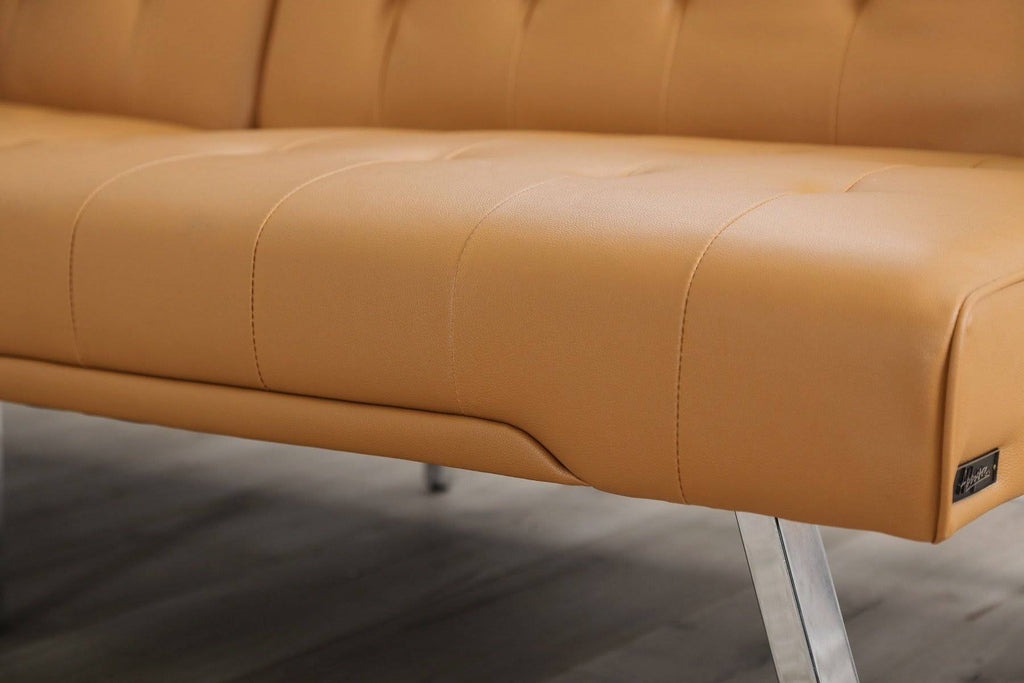 Faux Leather Convertible Sofa in Ivory A894620