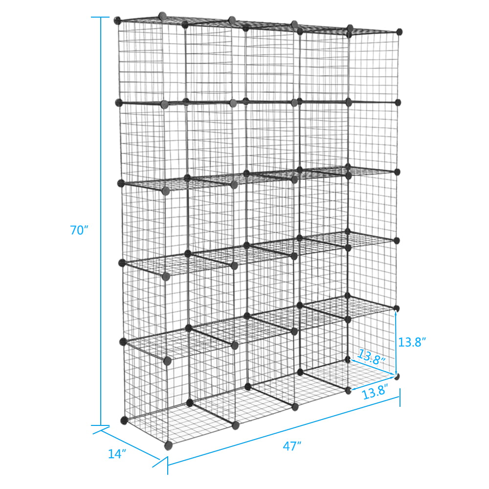 Black 20-Cube Wire Storage Shelving Unit R5952