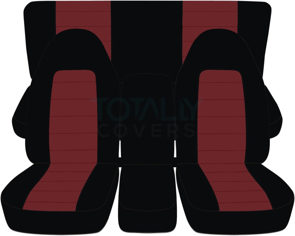 Black & White Two-Tone Truck Seat Covers Full Set D9231