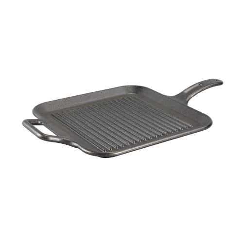 12 Inch Seasoned Cast Iron Grill Pan with Loop Handles T881853