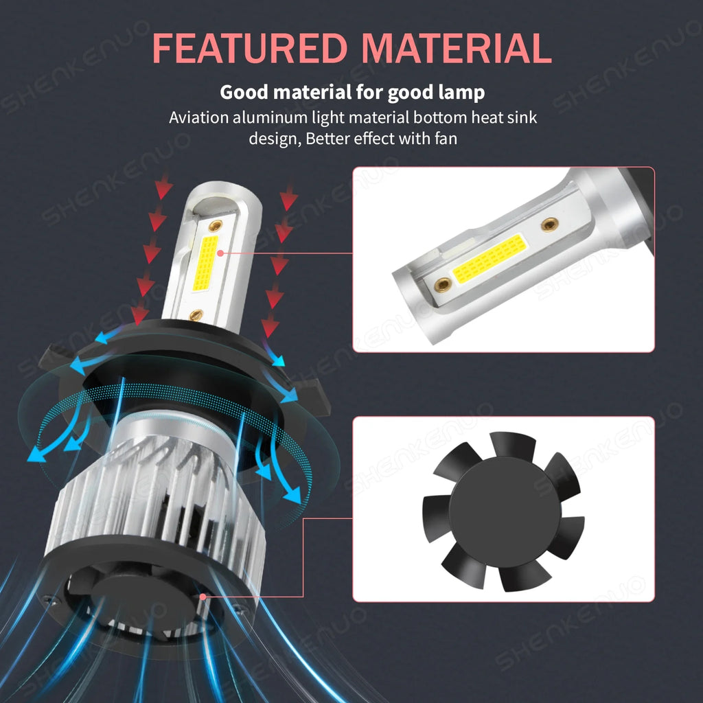 H4 High&Low Beam H11 Fog Light LED Headlight Bulbs 4pcs V155