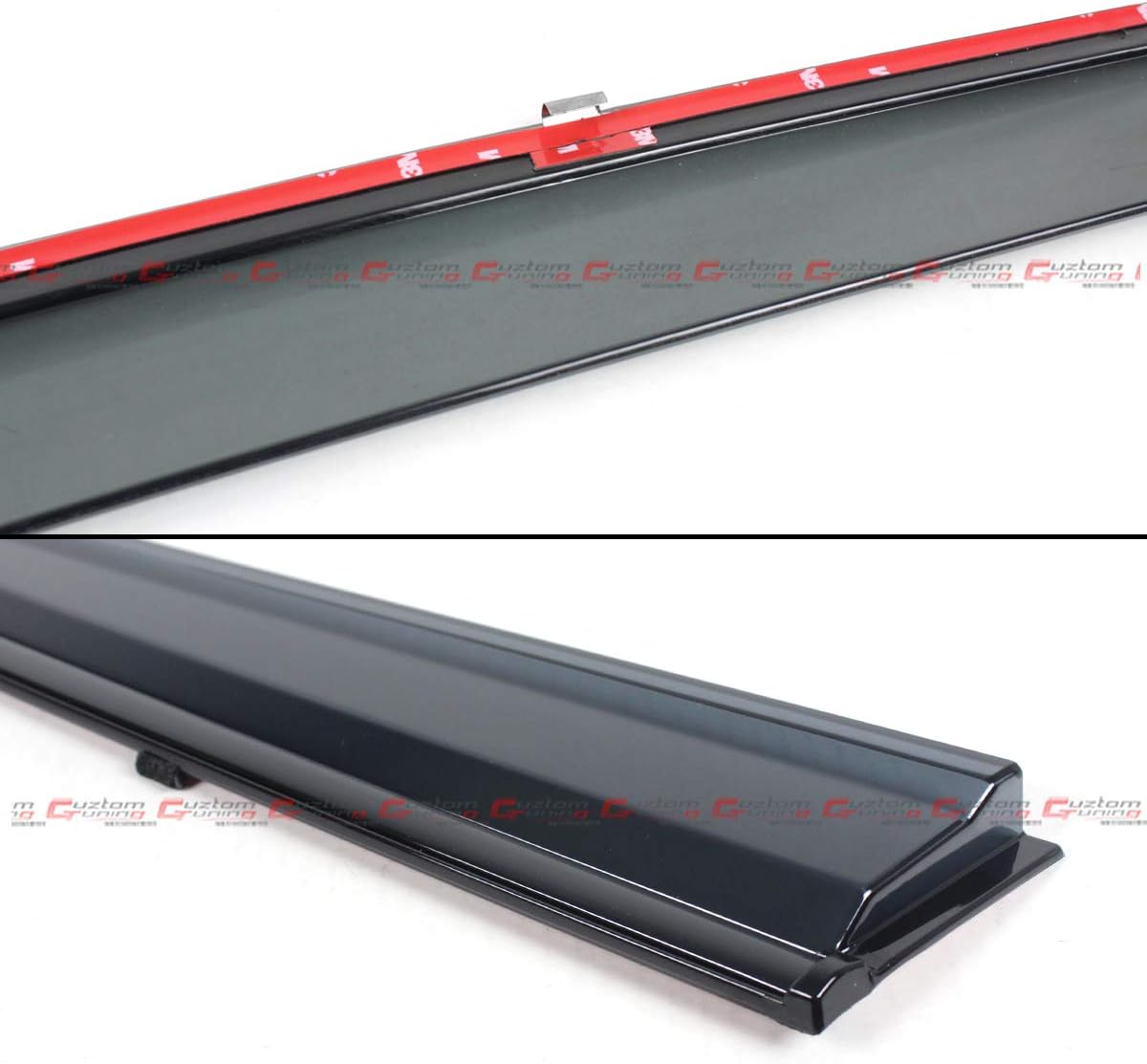 Black Trim Clip-on Window Visor Rain Guard Deflector Pack of 2 T546094