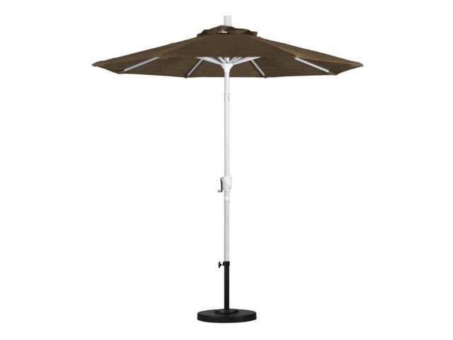 Matte White Aluminum Patio Umbrella in Straw Olefin V26319