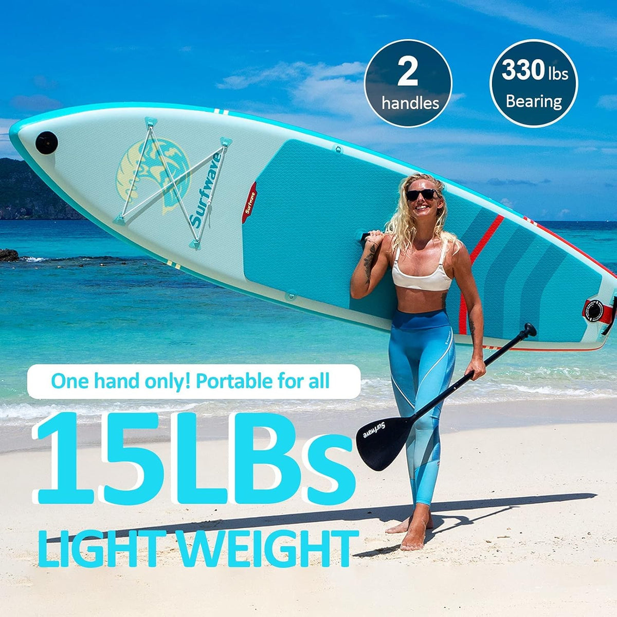 10'8''×33''×6'' Extra Wide Inflatable Paddle Board with Camera Mount O40029