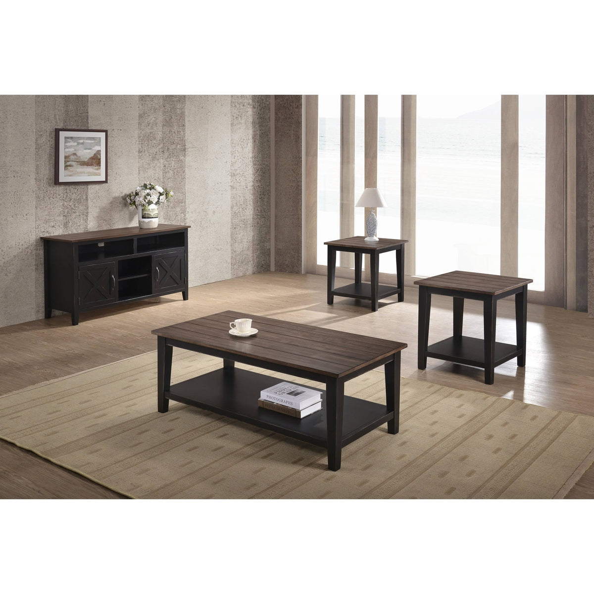 Greige & Black End Table H371272