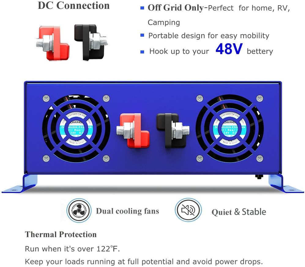 Pure Sine Wave Inverter 3500W 48V to 110V 120V AC with LED Display 2 AC Outlets Y6662