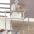 Chrome Glass-Top End Table with Glass Shelf M1570