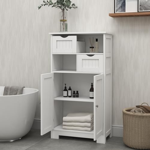 White 2 Door 1 Drawer Free-Standing Bathroom Floor Cabinet K465