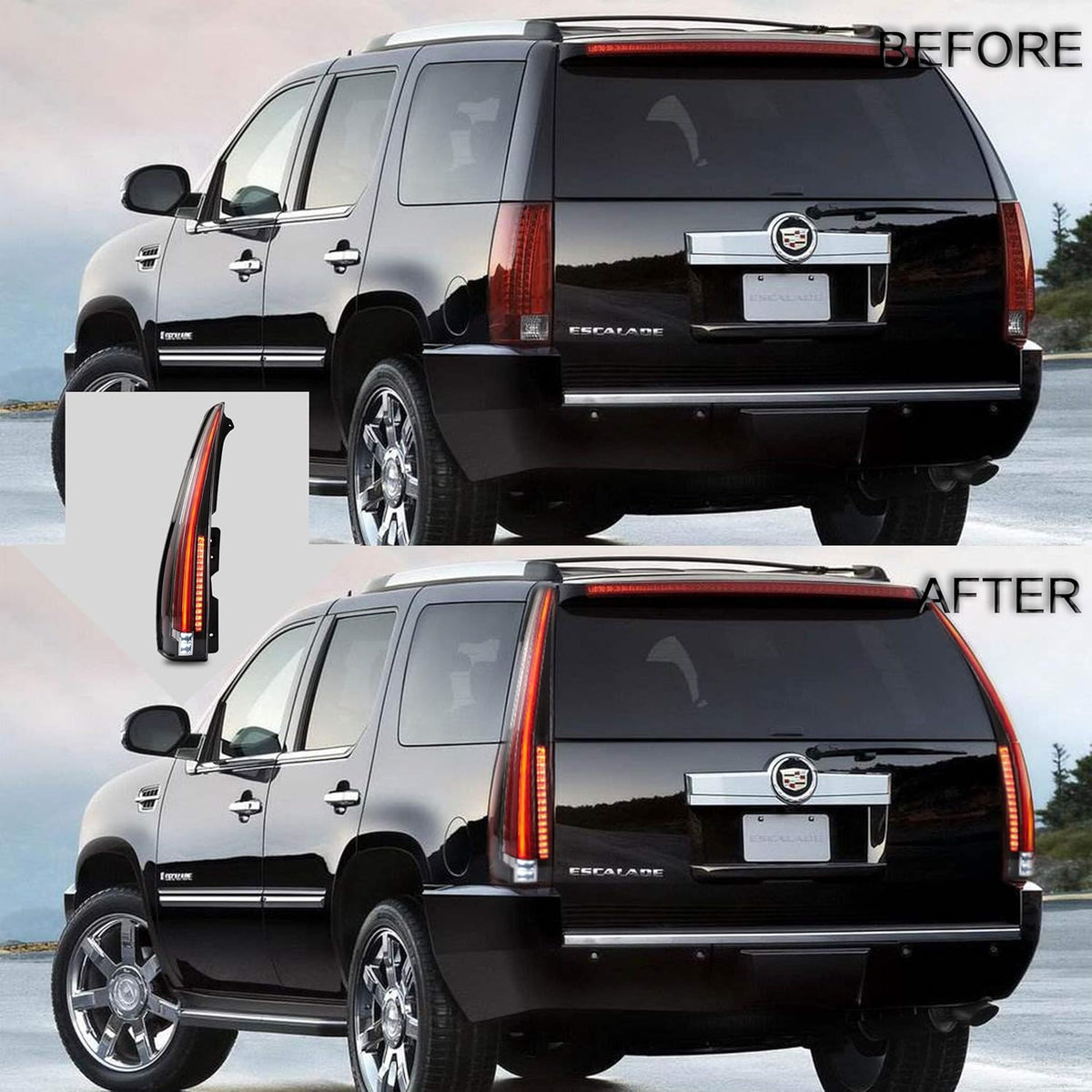 Red Clear Tail Lights for 2007-2014 Cadillac Escalade ESV 3rd Gen SUV K1022