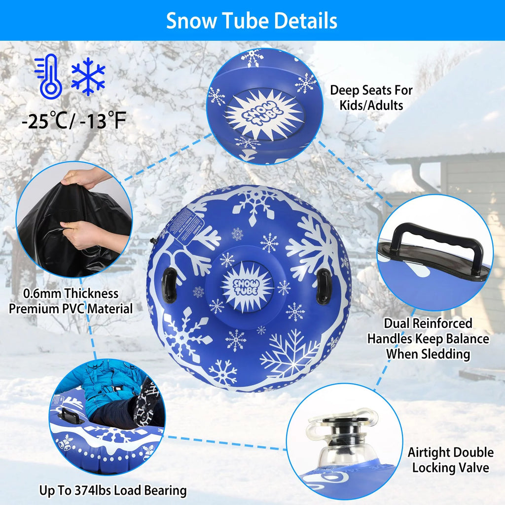 Blue 47 Inch Inflatable Snow Sled with Handles C692