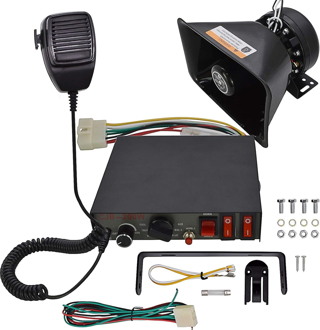 200W 9 Tones Car PA Speaker with Handheld Microphone, Pack of 2 C89245