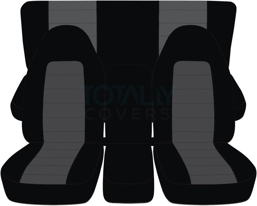 Black & White Two-Tone Truck Seat Covers Full Set D9231