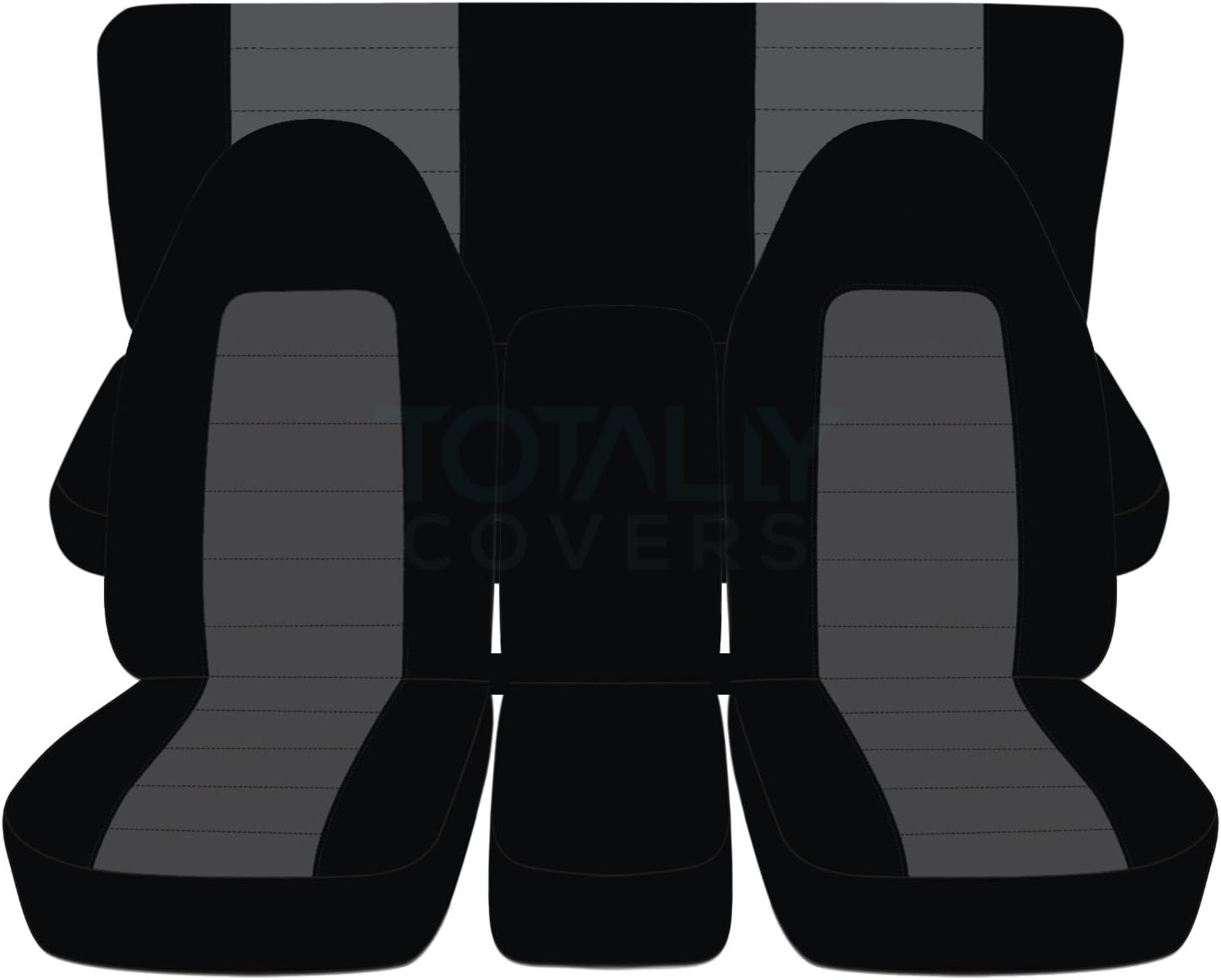 Black & White Two-Tone Truck Seat Covers Full Set D9231