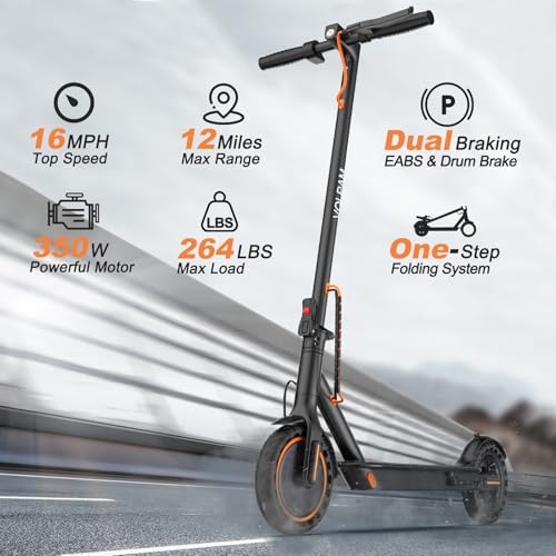 Electric Scooter, 350W, 8.5" Tires, 12 Miles Range, 16Mph, Folding E-Scooter with Dual Braking Q942
