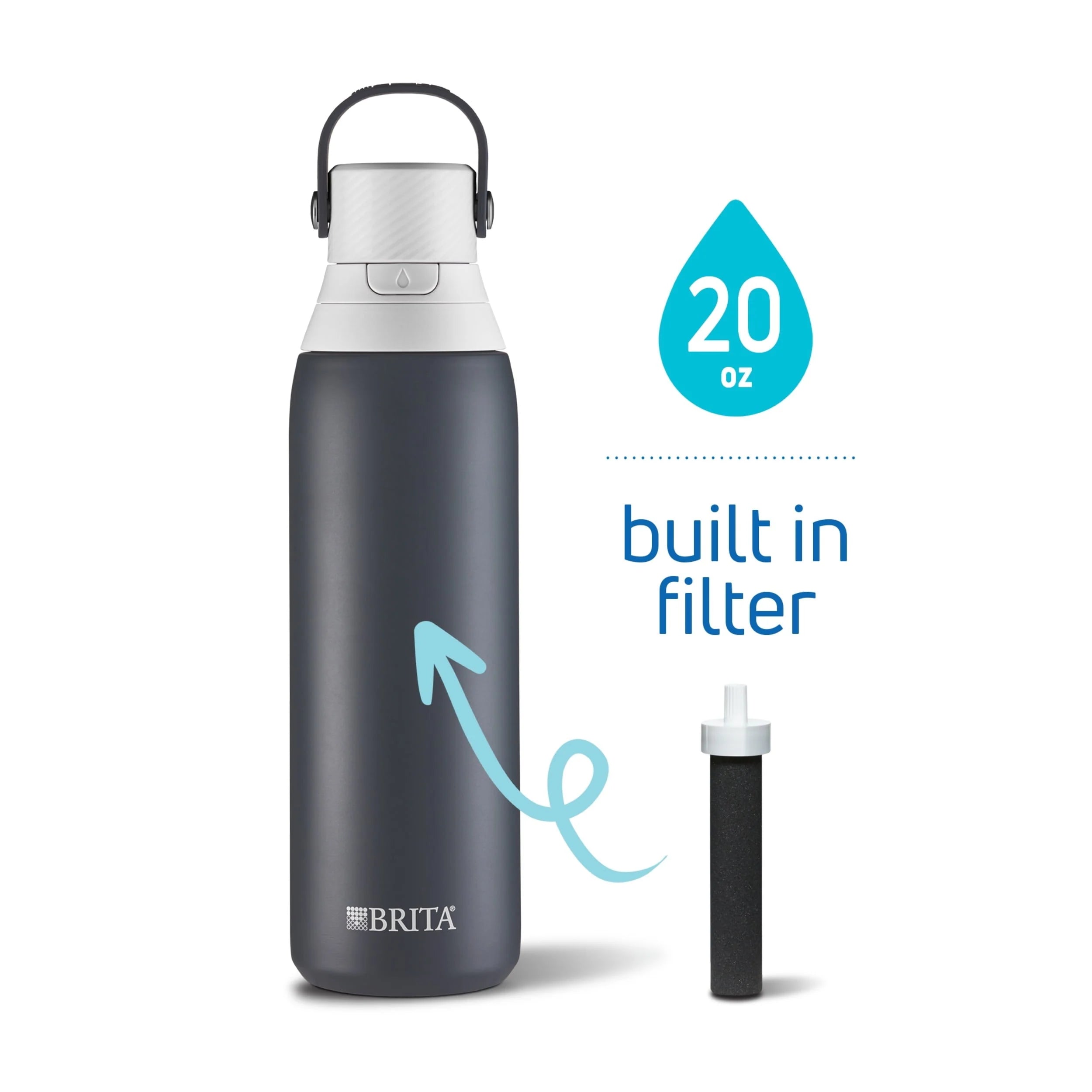 20 oz Stainless Steel Insulated Water Bottle with Straw W74875