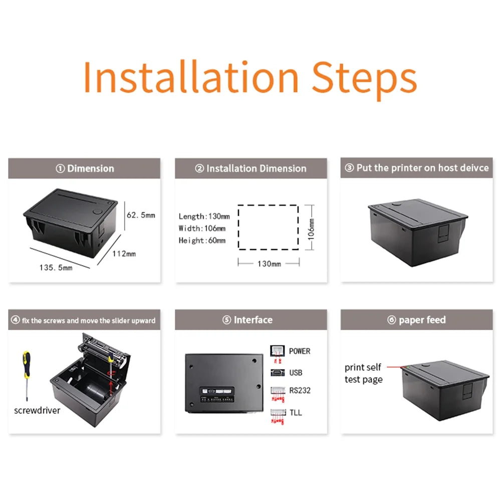 Thermal Printer With 180mm/s Speed 72mm Width Auto Paper Cutter L486