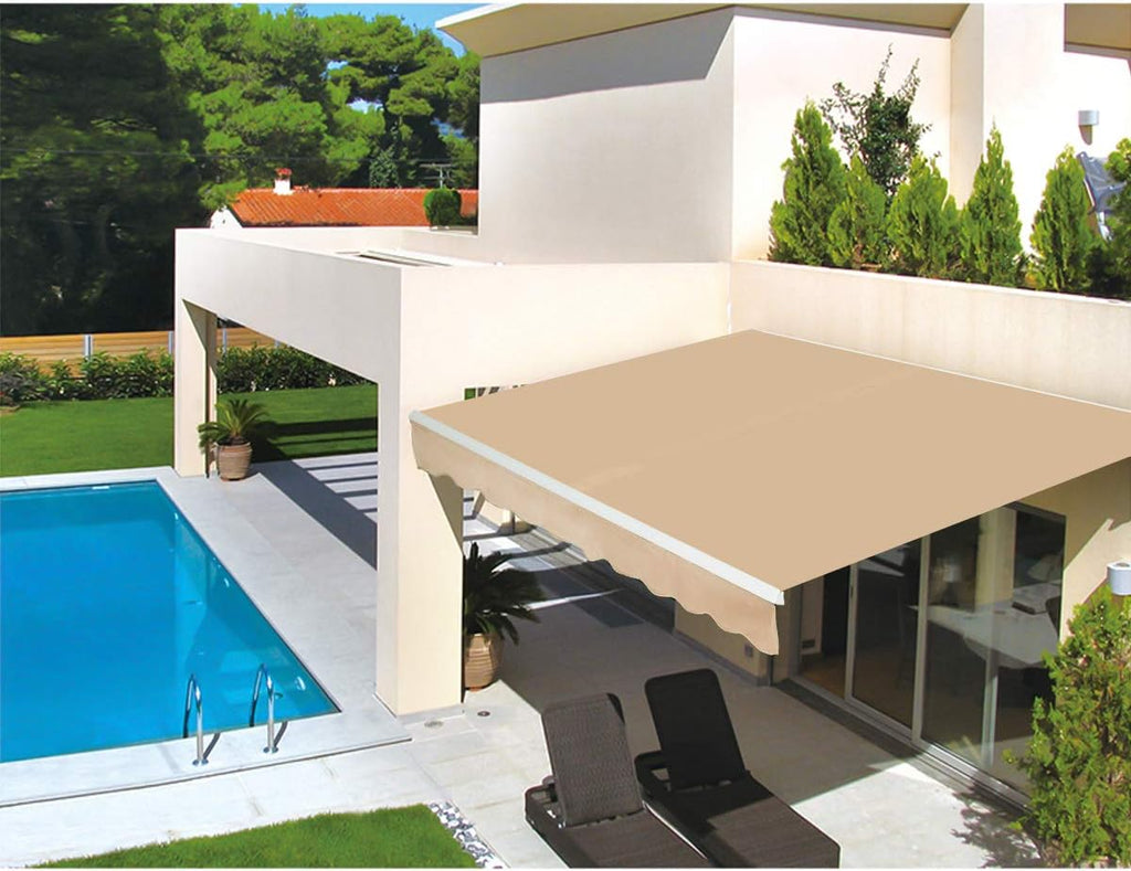 Beige Retractable Patio Awning X209667