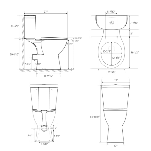 Rear Outlet Toilet With 19 Inch Tall Toilet Bowl & Tank S1157