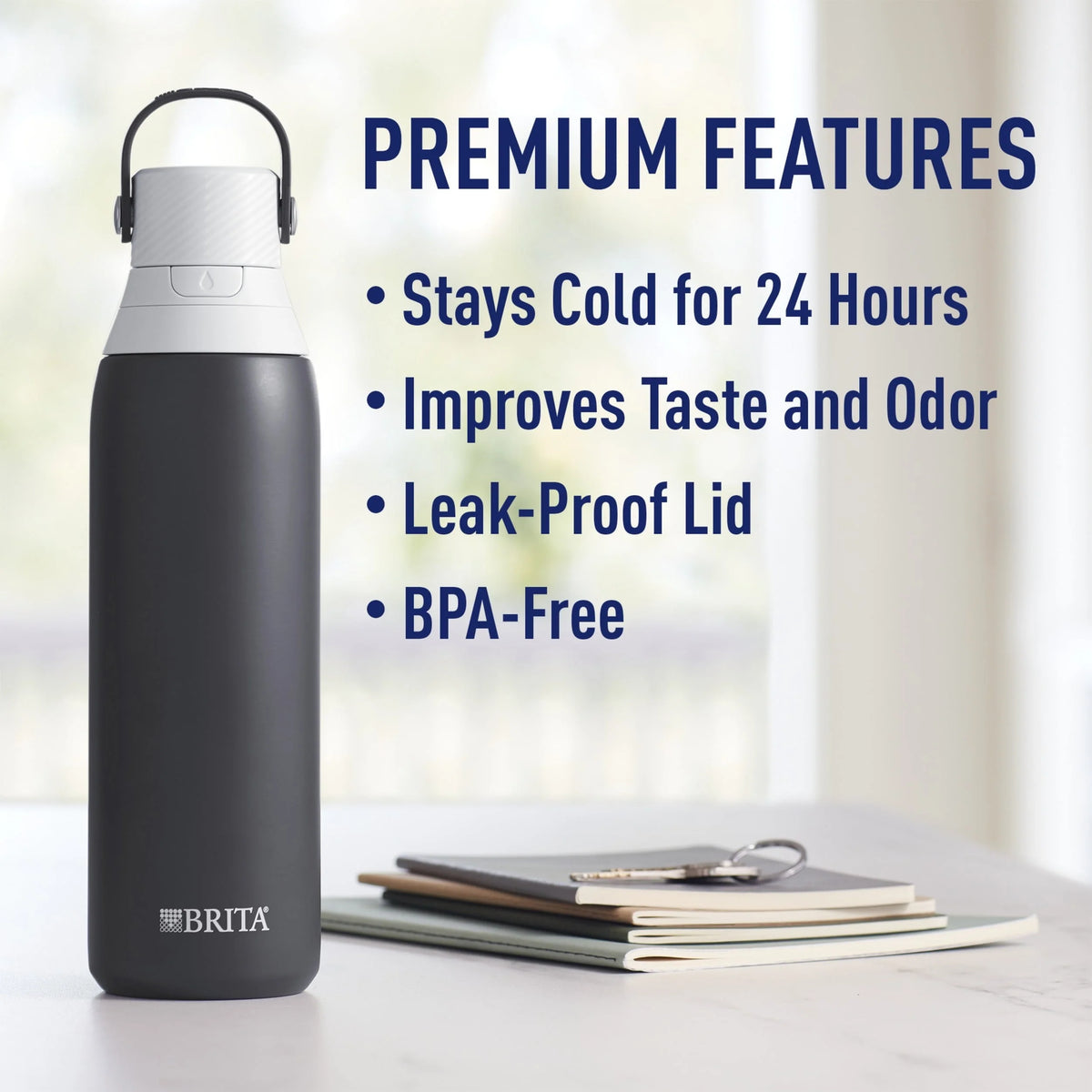 20 oz Stainless Steel Insulated Water Bottle with Straw W74875
