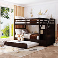 Espresso Wooden Over Bunk Bed with Trundle and 3 Storage Stairs Z347249