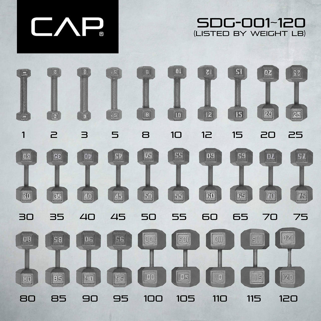 Grey Solid Hex Dumbbell 65 lbs V632