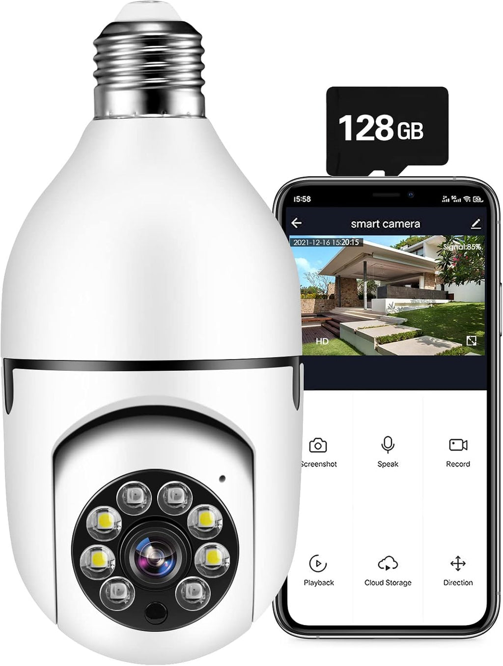 2 Pack 1080P PTZ WiFi Security Camera with 32 GB Micro SD Card B93882